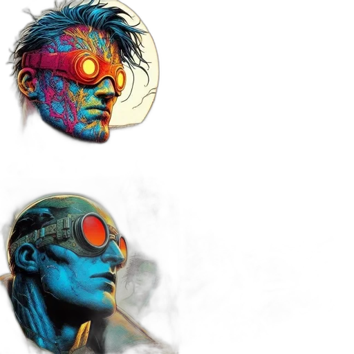 mask, comic book art, concept art, cyberpunk transparent PNG cut-out