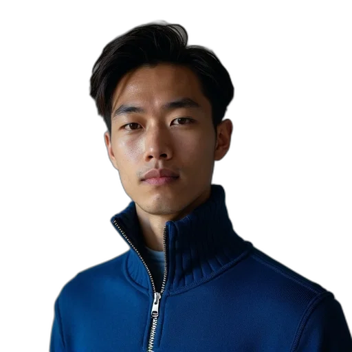 jacket, staff, face, hair transparent PNG cut-out