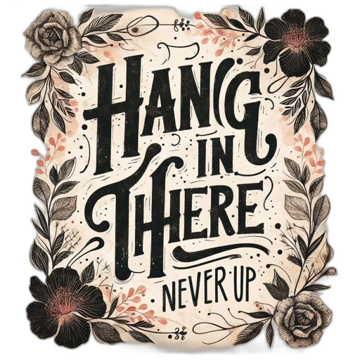vintage-style, artwork, motivational, quote transparent PNG cut-out