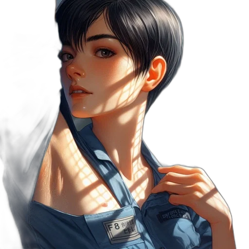 staff, dress, face, photorealistic transparent PNG cut-out