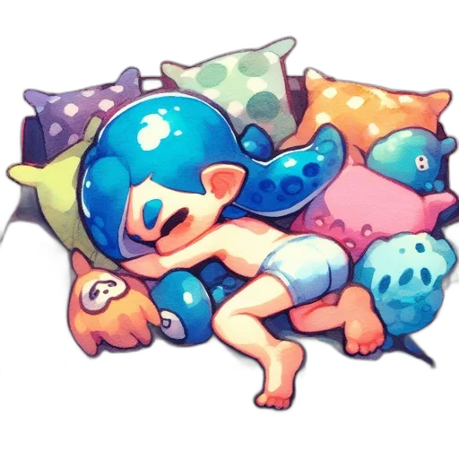 creature, pixel art, concept art, watercolor transparent PNG cut-out