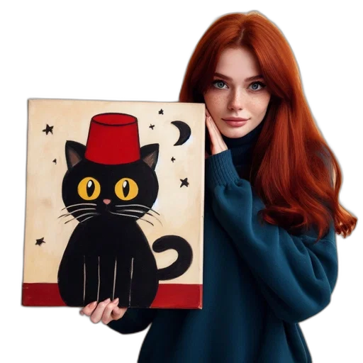 hat, animal, jacket, oil painting transparent PNG cut-out