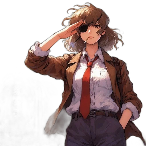 jacket, staff, weapon, face transparent PNG cut-out