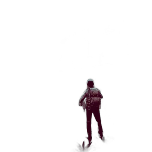 jacket, robot, staff, weapon transparent PNG cut-out