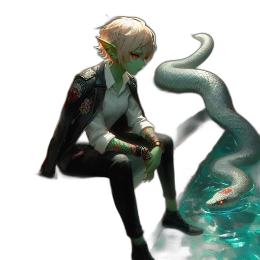 creature, dragon, mask, staff transparent PNG cut-out