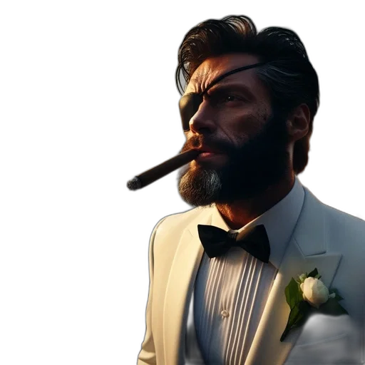 face, jacket, concept art, 3d render transparent PNG cut-out