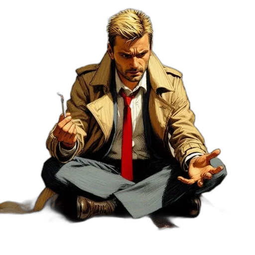 jacket, staff, comic book art, concept art transparent PNG cut-out