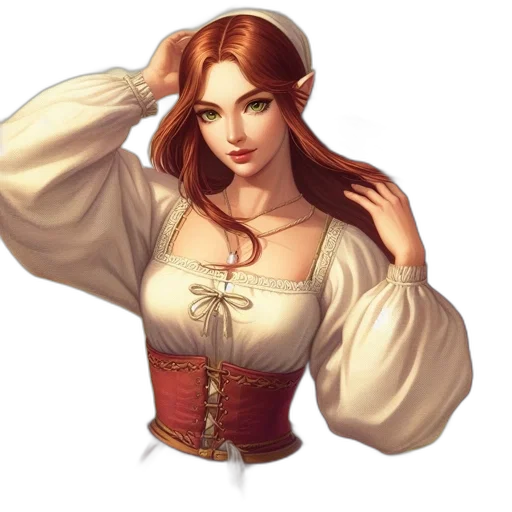 dress, staff, face, jewelry transparent PNG cut-out