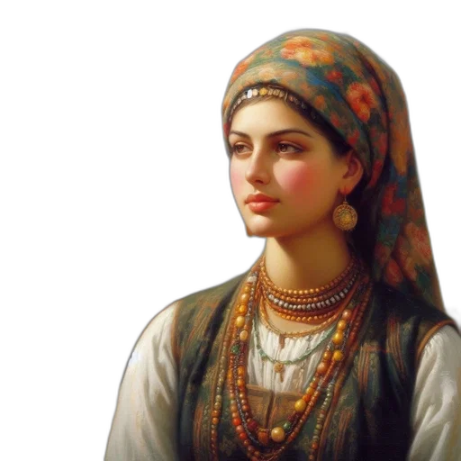 jewelry, face, oil painting, photorealistic transparent PNG cut-out