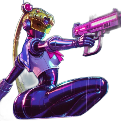 weapon, robot, staff, jacket transparent PNG cut-out