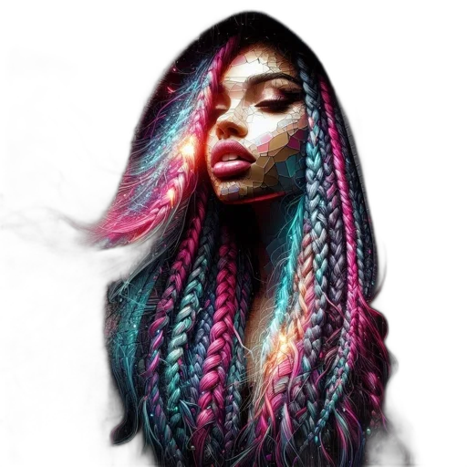 hair, dress, face, cyberpunk transparent PNG cut-out