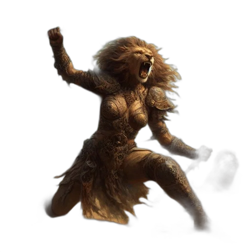 hair, creature, dress, staff transparent PNG cut-out