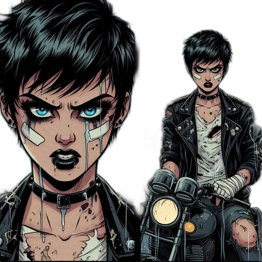 comic book art, cyberpunk, concept art, cartoon transparent PNG cut-out