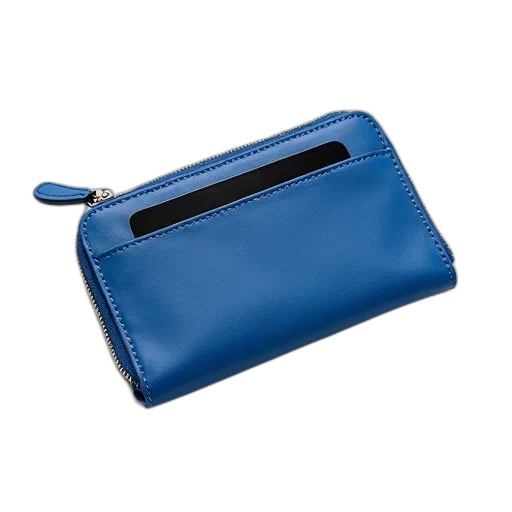 blue, wallet, silver, zipper transparent PNG cut-out