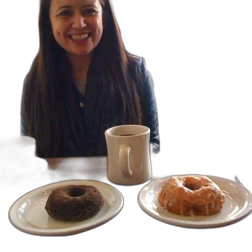 food, woman, sits, table transparent PNG cut-out