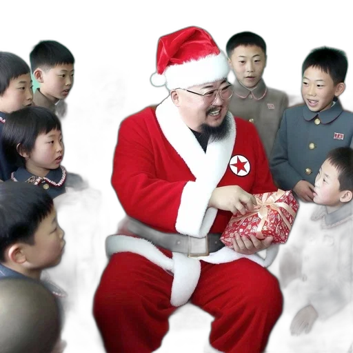 santa, claus, sits, among transparent PNG cut-out