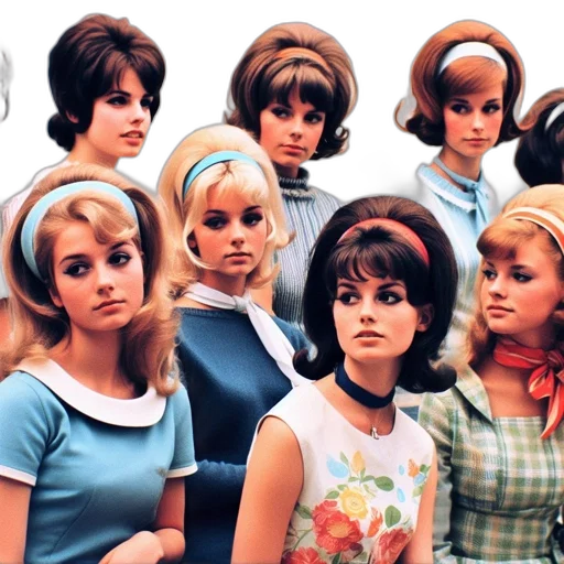 group, women, 1960s, pose transparent PNG cut-out