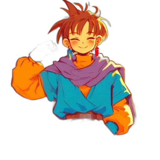 jacket, staff, hair, weapon transparent PNG cut-out