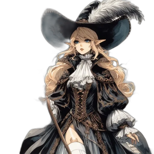 hat, dress, staff, mask transparent PNG cut-out