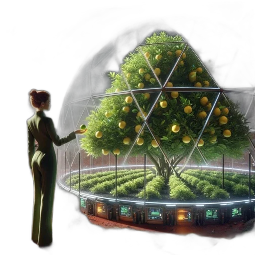 umbrella, tree, concept art, fantasy art transparent PNG cut-out
