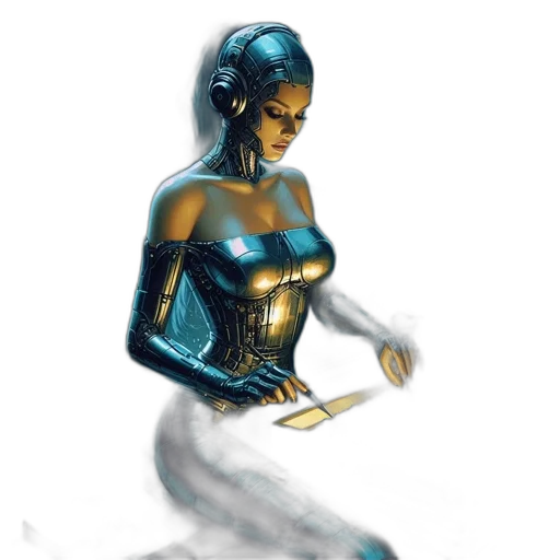 jewelry, dress, robot, concept art transparent PNG cut-out