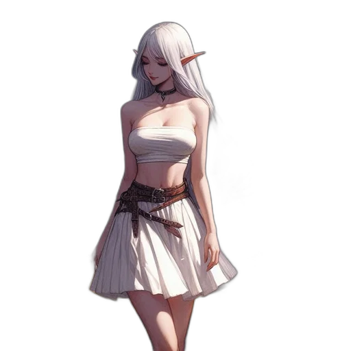 dress, creature, staff, flower transparent PNG cut-out