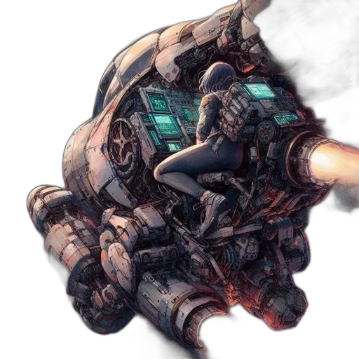robot, weapon, concept art, cyberpunk transparent PNG cut-out