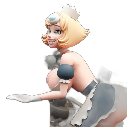 dress, robot, staff, weapon transparent PNG cut-out