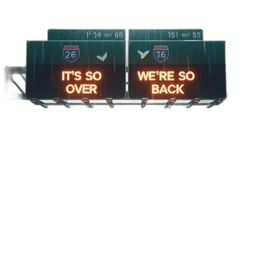 rainy, night, neon-lit, highway transparent PNG cut-out