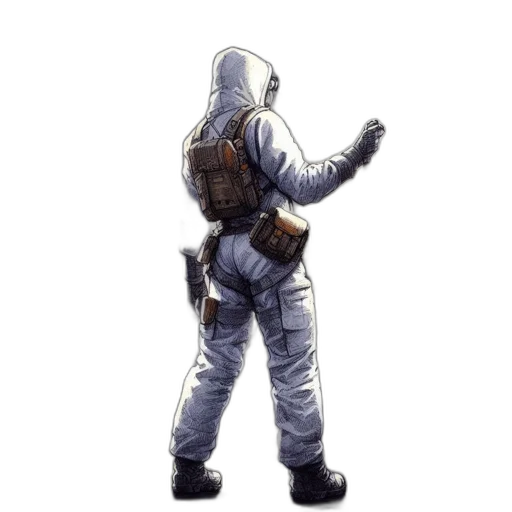 jacket, robot, weapon, staff transparent PNG cut-out