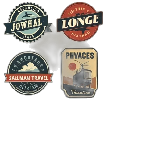 set, vintage, travel, labels transparent PNG cut-out