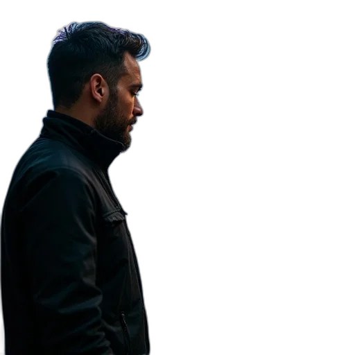 jacket, hair, face, staff transparent PNG cut-out