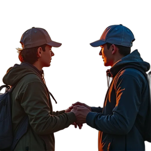 jacket, hat, staff, 3d render transparent PNG cut-out