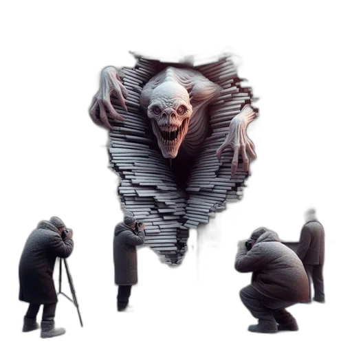 creature, mask, jacket, staff transparent PNG cut-out