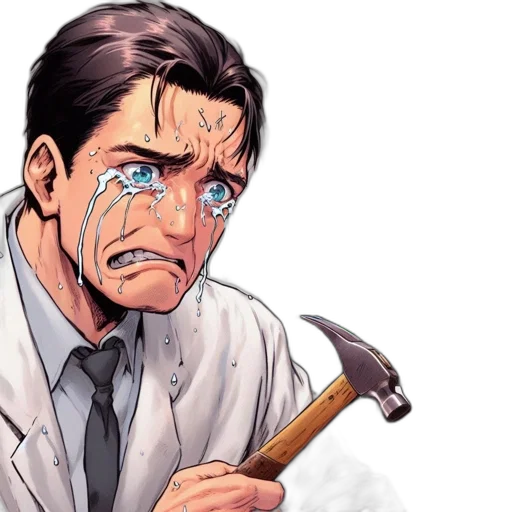 staff, face, umbrella, comic book art transparent PNG cut-out