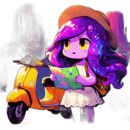 car, hat, dress, staff transparent PNG cut-out