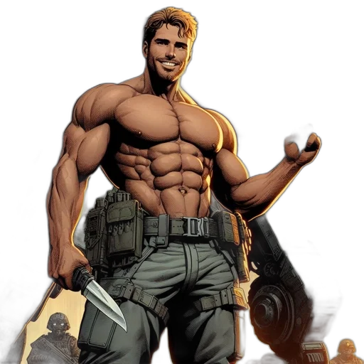 comic book art, concept art, fantasy art, muscular transparent PNG cut-out