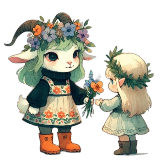 flower, dress, mask, creature transparent PNG cut-out