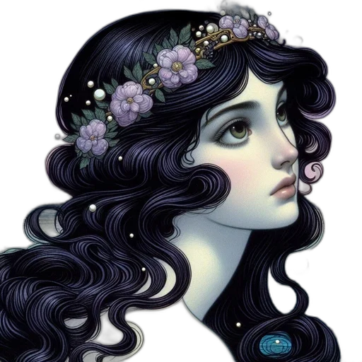 crown, face, flower, fantasy art transparent PNG cut-out