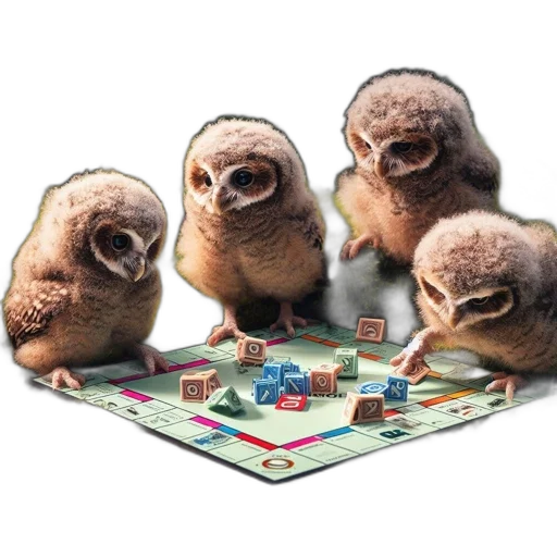 animal, four, young, owls transparent PNG cut-out