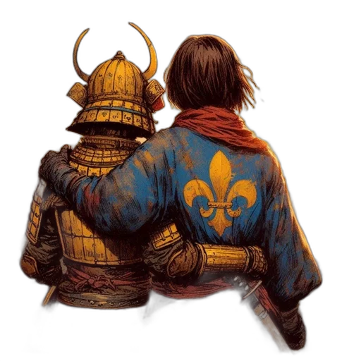 jacket, crown, sword, robot transparent PNG cut-out