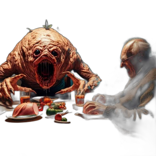 food, creature, concept art, photorealistic transparent PNG cut-out