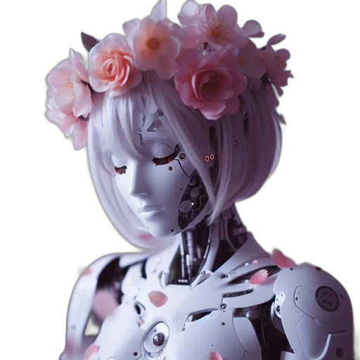 robot, mask, face, flower transparent PNG cut-out