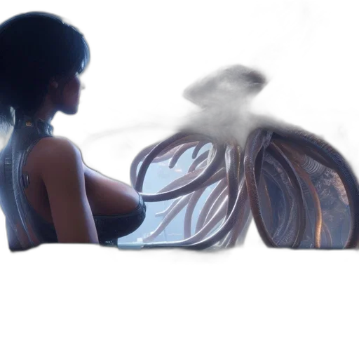 dress, jewelry, dragon, hair transparent PNG cut-out