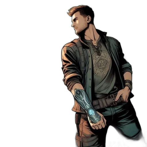 jacket, weapon, comic book art, concept art transparent PNG cut-out