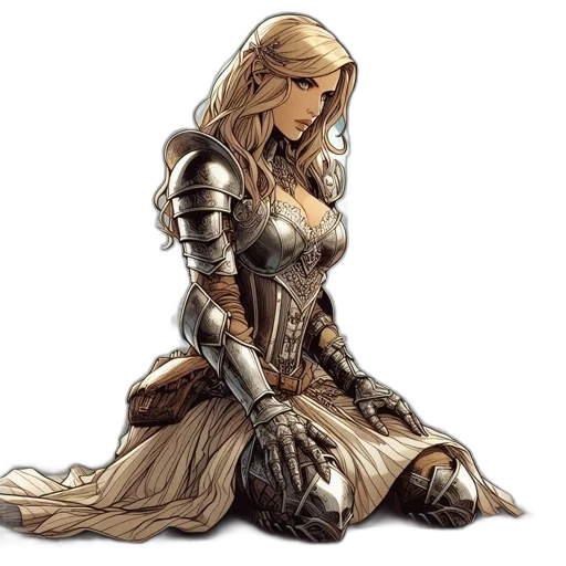 dress, sword, concept art, comic book art transparent PNG cut-out