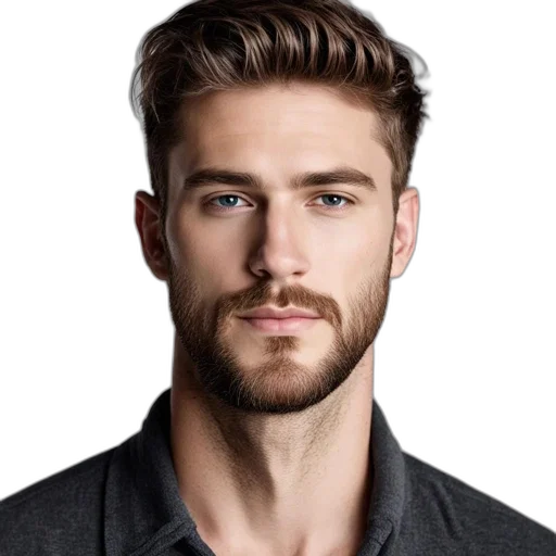 hair, face, jacket, staff transparent PNG cut-out