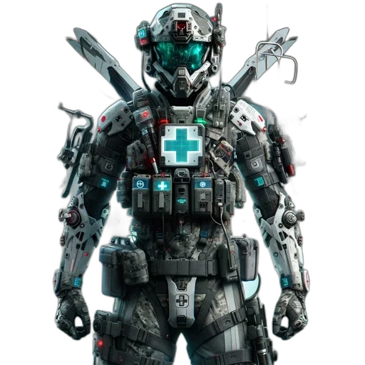robot, weapon, concept art, cyberpunk transparent PNG cut-out