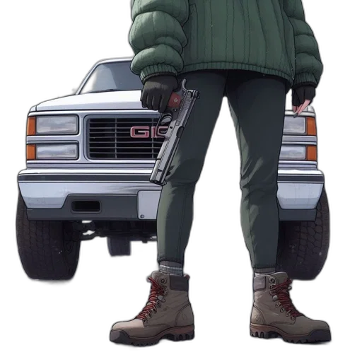 jacket, car, weapon, creature transparent PNG cut-out