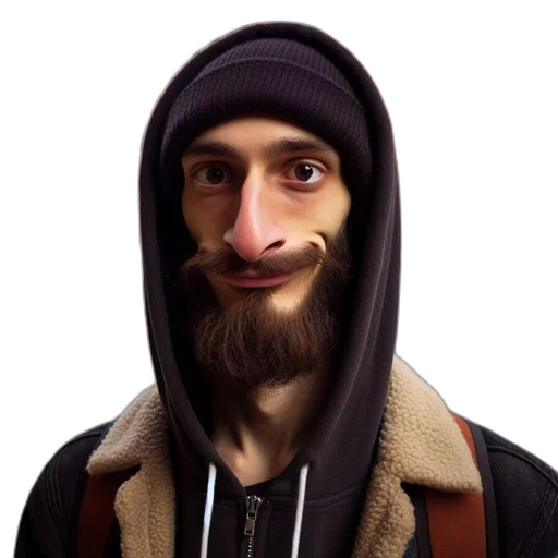 face, mask, hat, staff transparent PNG cut-out
